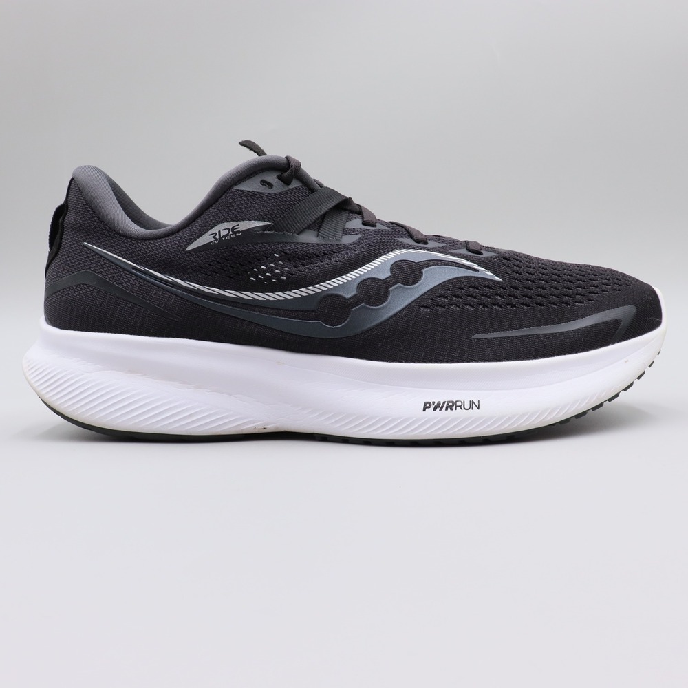 Saucony Ride 15 Womens Size 11.5 Wide US Black White Athletic Running Shoes